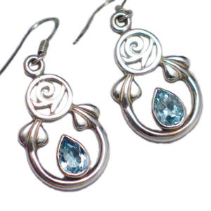 Blue Rose | Sterling Silver Dangle Drop Earrings